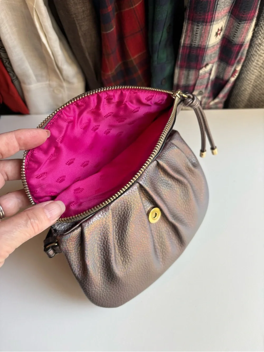 Juicy Couture Iridescent Grey/Brown Wristlet Clutch